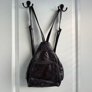 Vintage Dark Mahogany Leather Women's Backpack